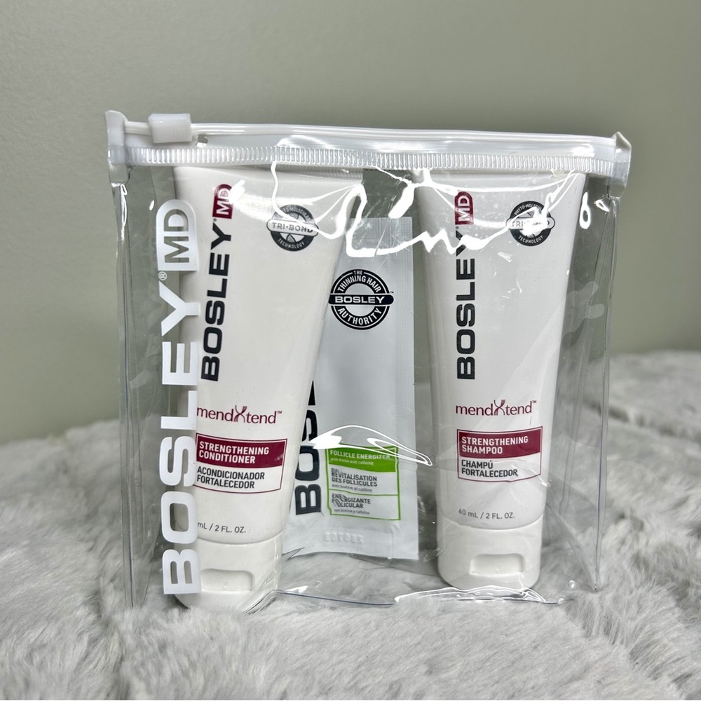 Bosley MD Mend Tend Strengthening Shampoo & Conditioner Mini Travel Kit Set New